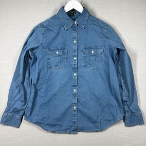 Ralph Lauren Denim Top Womens Large Blue Button Up Jean Canadian Tuxedo 90s